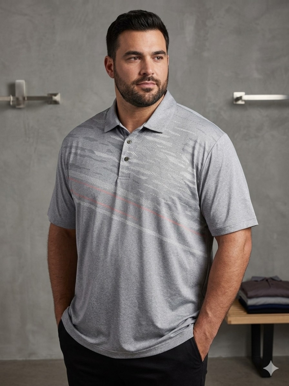 Ben Hogan Men's Gray Polo with Subtle Pattern Size 3XL/3TG/EG